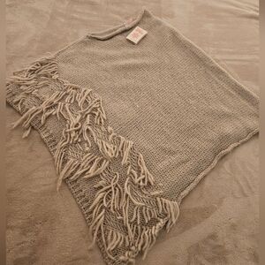 Nardi & Tagilaferri Fringed Knit Sweater Poncho - Beige